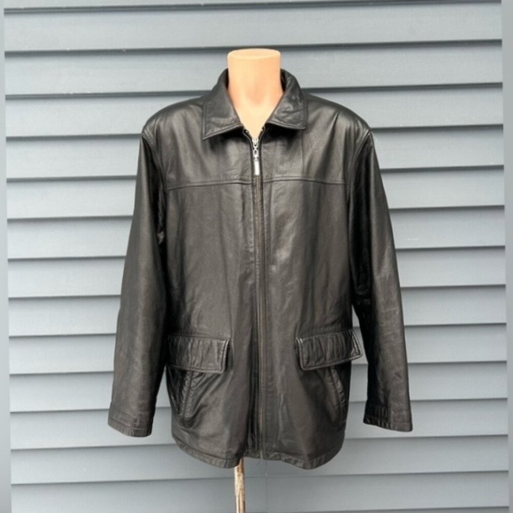 Vintage 90s Wilsons Leather M Julian Mens Black Soft Leather Jacket Car Coat~L~